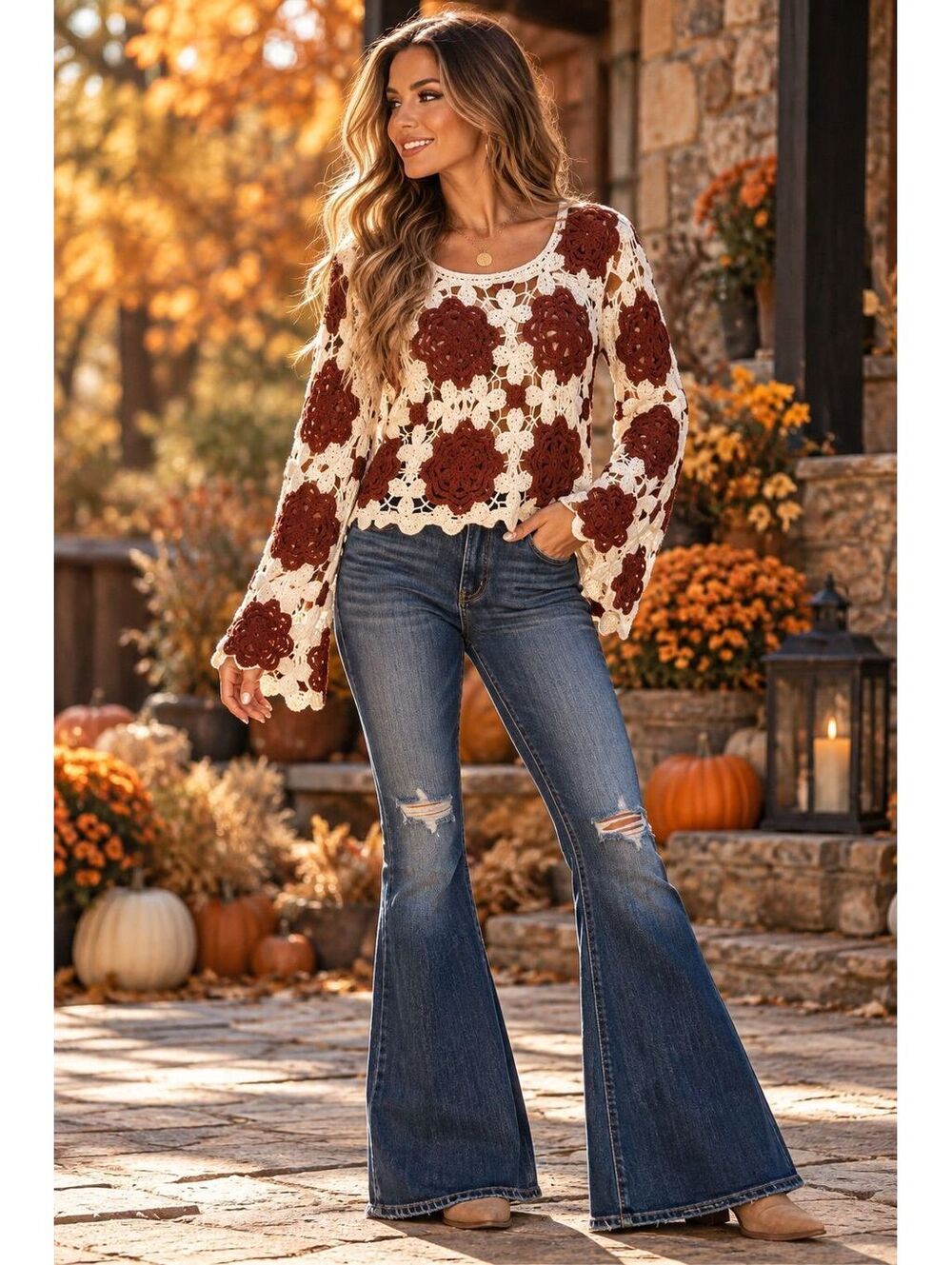 NWT American Flirt Crochet long sleeve sz Medium